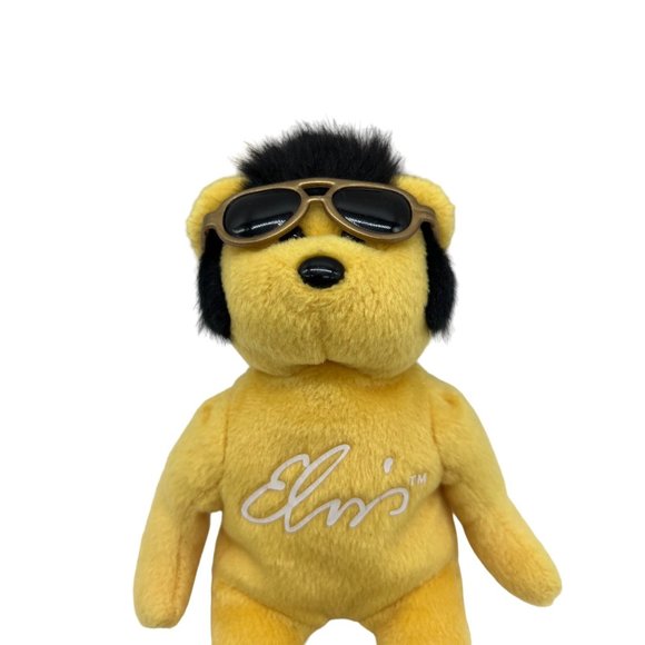 Elvis Golden Yellow Ty Beanie Baby with Sunglasses, Black Hair Solid Gold Beanie - Picture 2 of 7